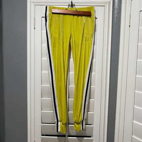 Norma Kamali, Spring Green, offset stripe joggers. - Picture 1 of 9